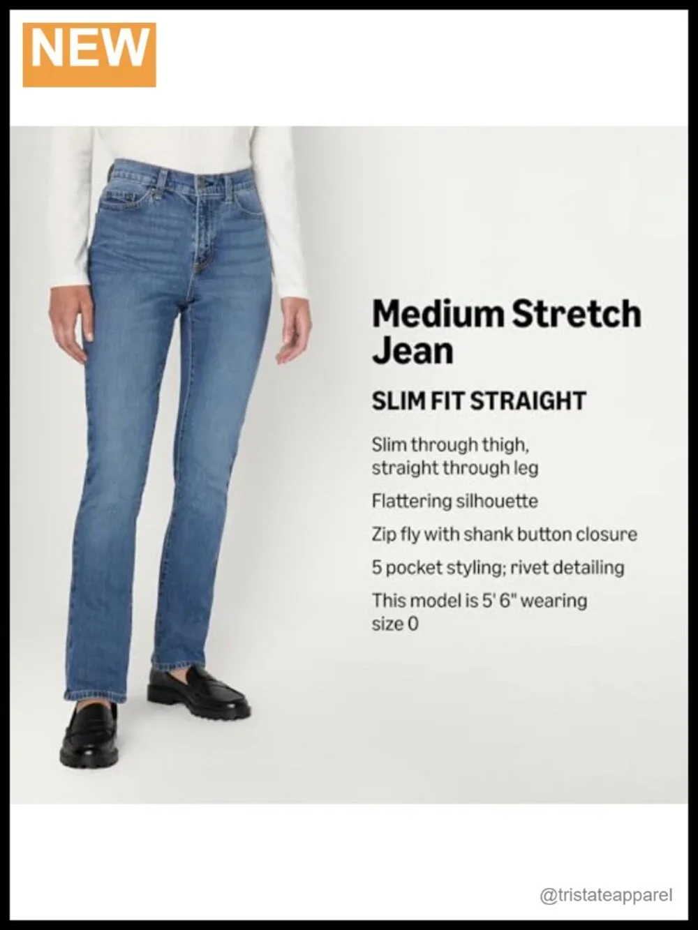 Women's Slim-Fit Mid-Rise Straight Leg Jeans Medium Stretch